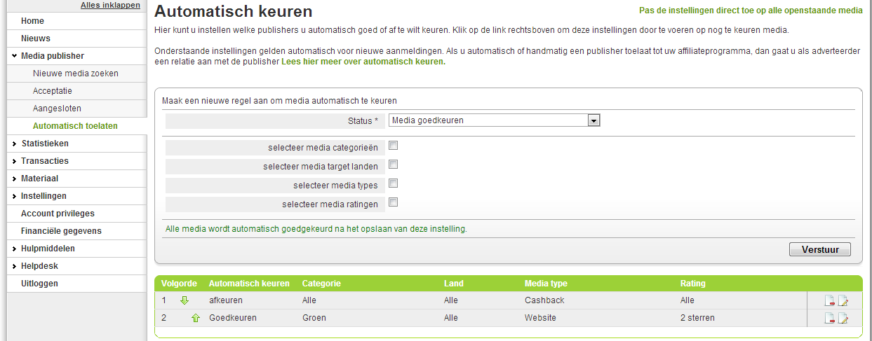 Automatische publisherselectie