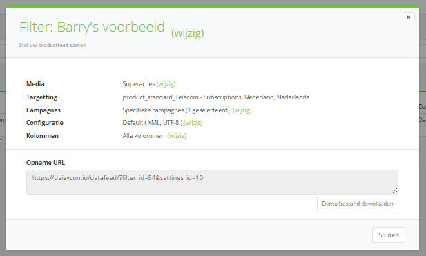 Voorbeeld nieuwe productfeedmanager